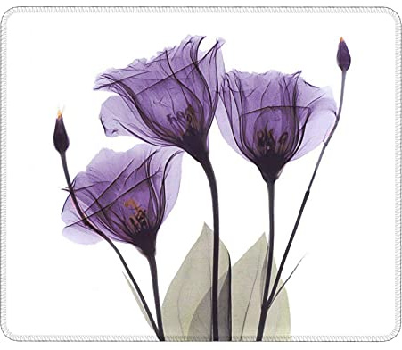 Tapis de Souris Violet Gentian Trio X-Ray Flowers avec Tapis de Souris de Base en Caoutchouc antidérapant avec Bords Cousus 25X30CM