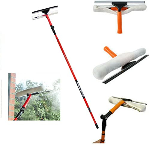 MND Dealings ® Amazing Multi-Purpose 3.5 Meter / 10 Feet Telescopic Extending Window Cleaning Kit Window Glass Cleaning with Microfiber, Squeegee Soft Rubber Upgraded Window Cleaner