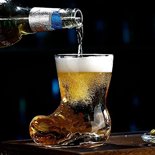 EdirFtra Chasse de bière en Forme de Botte, Tasse de Botte en Verre Transparent de 380 ML, Tasse de bière, Tasse de vin créative, Tasse de Boisson Bar, Tasse de Cocktail, Tasse de Whisky