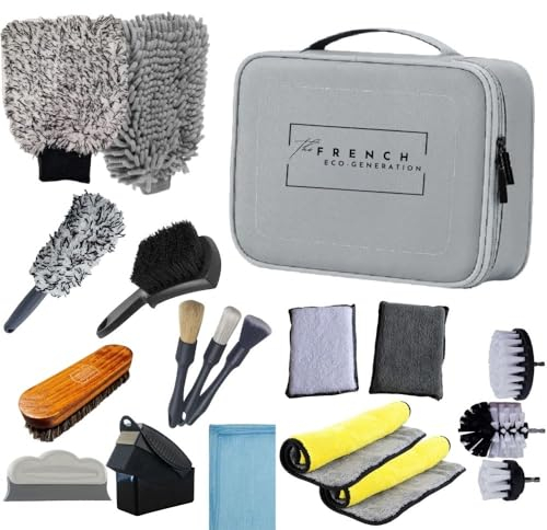 Kit nettoyage voiture professionnel Brosse nettoyage perceuse voiture sans fil lavage voiture professionnel detailing auto moto,microfibre, brosse nettoyage jante, gant lavage, pinceau detailling