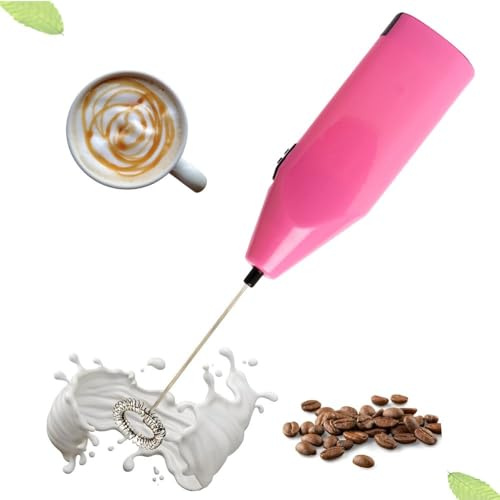 Happy Gizmos Handheld Milk Frother | Coffee and Cappuccino Automatic Mixer, Battery Milk Foamer, Electric Milk Frother Matcha & Milkshake Whisk (Pink)