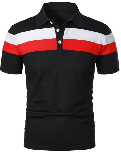 HOTIAN Polo de manga corta para hombre, talla grande, ligera, transpirable, polo básico, para negocios, tiempo libre, manga corta, Negro , XL
