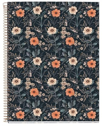 Miquelrius - Notizbuch A4 (210 x 297 mm), 100 Blatt kariert (70 g/m²), fester Kartoneinband, 4 Farbbänder, Spiralbindung, 4-Lochung, kariertes Notizbuch, schönes Schreibwaren, Bloom