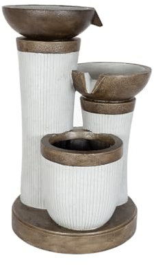 Easy Fountain Trio Pillars incl LEDs Day & Night Solar Battery Water Feature, Grey/Stone