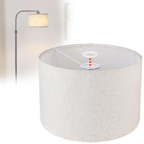 EFUTURETIME Lampenschirm Stoff H20 X Ø 30cm, Trommel Lampenschirm Passend für E14/E27 Fassungen, für Stehlampe, Deckenleuchte, Hängelampe, Wandleuchte, Nachttischlampe, Tischlampe, Beige