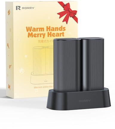 RORRY Handwärmer Elektrisch, 10000mAh Magnetische 2er-Pack, 4 Heizmodi 360° Rundum-Heizung Handwärmer Wiederaufladbar für Outdoor Camping Jagd Geschenke für Männer und Frauen, Schwarz