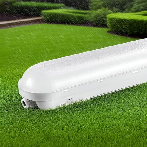TONFFI LED Feuchtraumleuchte 150cm, 60W IP65 Feuchtraumlampe [7500LM, 6000K Kaltweiß] - Verknüpfbare Wannenleuchte für Bad, Keller, Garage, Werkstatt, Büro | Verbesserte Version
