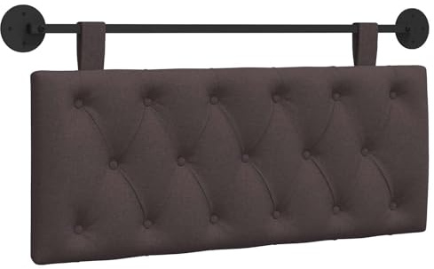 Yisssmeng Hängendes Kopfteil Dunkelbraun Stoff, 110x55 cm Gepolstertes Wandkissen für Bett und Bank, Modernes Betthaupt mit Metallstange und Abnehmbaren Gurten, Wandmontage Rückenlehne
