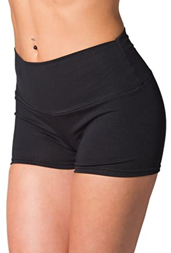 Alkato Pantaloncini Corti Hotpants a Vita Alta da Donna, Nero, 46