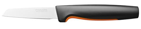Fiskars Couteau à Légumes, Functional Form, Lame Droite, Longueur Totale : 20 cm, Acier Inoxydable Japonais/Plastique, 1057544, Noir / Orange