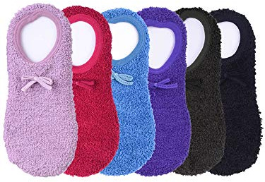 Multicolor Ballet Slipper Non-Slip 6 Pack Fuzzy Socks For Women