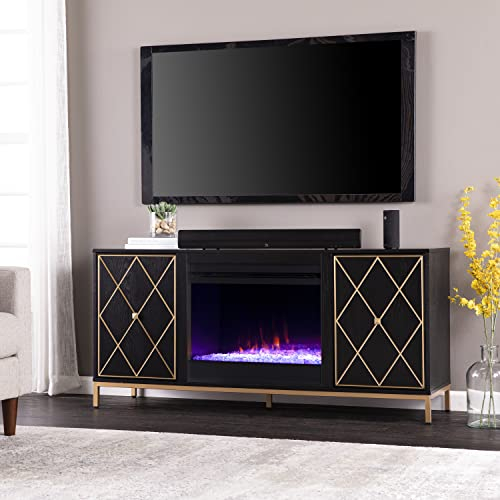 SEI Furniture Marradi Cheminée à couleur changeante avec rangement multimédia, noir