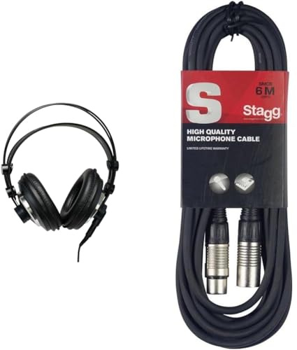 AKG K240 MKII Semi Open Cuffie Supra - Aurali, Nero & Stagg Cavo da microfono a mixer SMC6 da 6 metri XLR (m) -XLR (f), nero