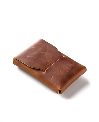 Crazy Horse Craft, Leder Kartenetui Herren, Kartenhalter Damen, Classic Brown Minimalist Slim Wallet