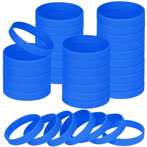 NAHRMY Braccialetti In Silicone, Braccialetti In Gomma Da 60 Pezzi, Braccialetti Vuoti, Cinturini Da Polso Sportivi, Braccialetti Sportivi Per Uomo Donna Adolescenti (Azzurro)