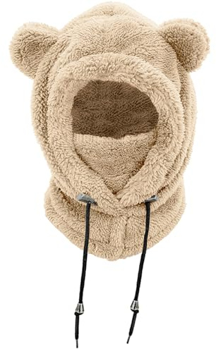crazy bean Vintermössa Pojkar Flickor Termisk Nackskyddsmössa för Unisex Baby 3-8 År Baby Hatt med Justerbar Dragsko Mjuk Varm Plysch Hatt, khaki, one size