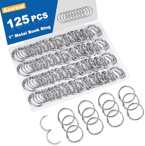 125 Pack Loose Leaf Binder Rings, 1 inch Small Binder Rings, Book Binder Rings for Index Cards, Flash Cards, Key Rings, Clip Rings, Metal Nickel Plated Book Rings for School, Home, Office - Silver