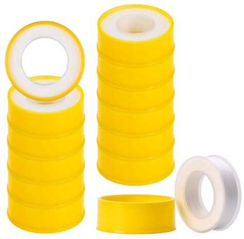Yphzmtz 12 nastri in teflon DVGW, PTFE, 15 mm x 12 m, colore bianco, per gas, acqua, sanitari e sistemi di riscaldamento, nastro sigillante filettato con intervallo di temperatura da -60 °C a 240 °C