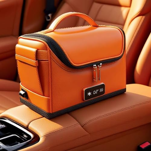 Frigo Auto Mini Freezer Portatile Congelatori Portatili A Compressore 12v Funzioni Di Raffreddamento E Riscaldamento 4L Con Display Intelligente E Cerniera(Orange)
