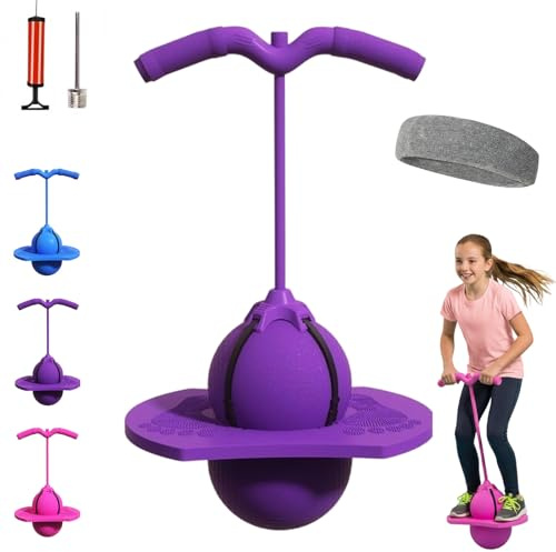 HOPASRISEE 2026 Neu Pogo-Sprungball für Kinder und Erwachsene, Pogo Ball mit Griffen, Hüpfspielzeug Outdoor, Tragfähigkeit 300 Kg, Sicher und unterhaltsam, Zum Trainieren des Gleichgewichts (Lila)