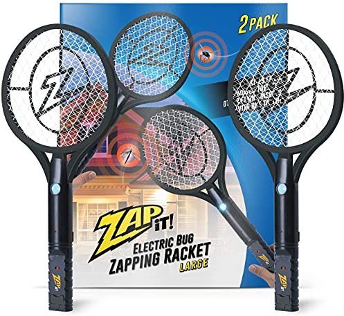 ZAP IT! Bug Zapper - Raqueta recargable para eliminar insectos, 4.000 voltios, cable de carga USB, paquete de 2