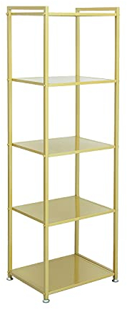 ZIOTHUM Gold Shelf, Gold Bookcase, 5-Tier Bookshelf Shoe Purse Handbag Rack Shelving Unit Etagere Tall Narrow Metal Corner Shelf Boutique Display Storage Retail Commercial Stand(19.7x15.7x63)
