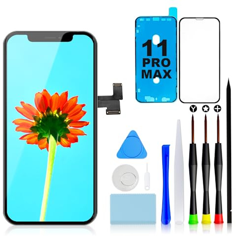 Pantalla para iPhone 11 Pro Max, LCD FHD 6,7 Display Táctil Digitalizador | COF Full HD, táctil preciso, alto brillo, Face ID compatible, kit reparación, vidrio protector, cinta adhesiva incluida