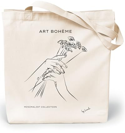 Loxato Tote Bag Aesthetic - Borsa Shopper Cotone 220g/m2 35x42cm - Borsa Tela Donna - Borse Shopper Tela - Extra Largo 8cm