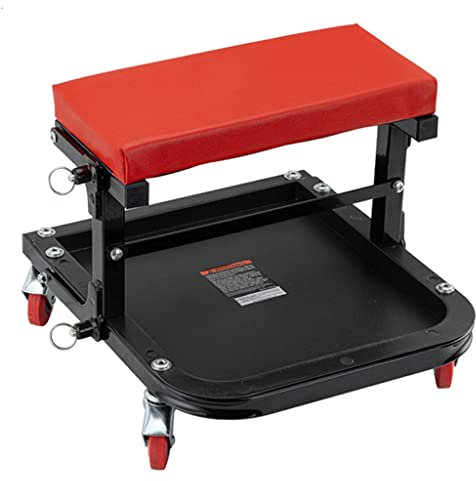 WAEYZ Rolling Creeper Garage Shop Roller Seat, Padded Mechanic Stool with Tool Tray Storage, 360 Degree Swivel Mechanics Stool or Workshop Stool