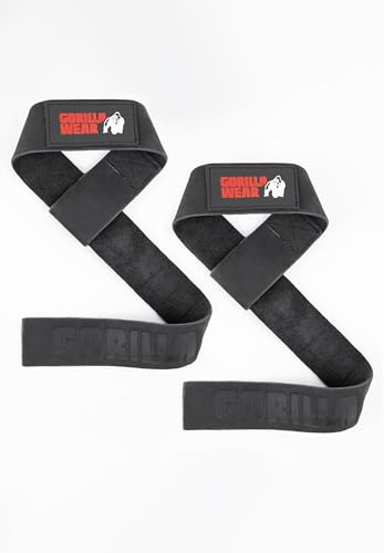 Gorilla Wear Leather Lifting Straps - schwarz - Bodybuilding und Fitness Accessoire für Herren Leder