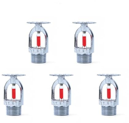 5 x Feuer-Sprinklerkopf, 68 °C, aufrechter Sprinklerkopf, Wassersprühkopf, schnelle Reaktion, 1,27 cm Gewinde für Zuhause/Gewerbe/Wohngebäude (oberer Spray)