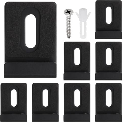 BENLIUDH Spiegel-Clips zur Wandmontage, Metall-Spiegel-Aufhängeset für rahmenlose Spiegel, Werbetafel-Displays, Fliesen, (schwarz, mit Schraube), 8 Stück