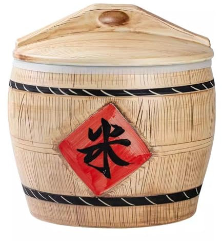 Rice Storage Container Cereal Dry Food Flour Bin Ceramic Rice Bucket with Sealed Lid Rice Storage Box Pet Dog Cat Food Dispensers(15KG)