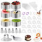 WOOWAIR 134PCS Ensemble de Cercle à Patisserie, 6 Emporte-Pièces Ronds de Ø 8cm, 16 Pochoirs à Café, 50 Planches à Gâteau de Ø 9cm, 50 Poches à Douilles, 6 Douilles en INOX, 2 Adaptateur, 2 Attaches