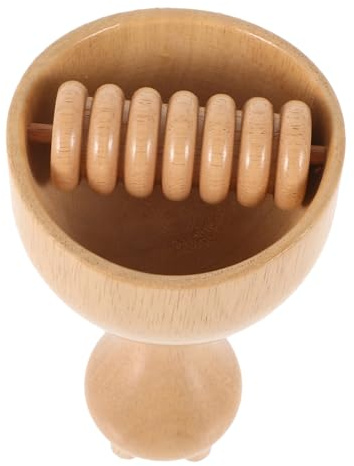 Massaggiatore Manuale a Coppa in Legno, Strumento per Massaggio | Colore Khaki, Uso Domestico, Impugnatura Facile, per Alleviare Affaticamento Muscolare e Corpo