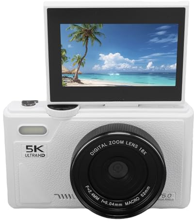 Fockety 5K Digital Kamera für Fotografie, 75MP WiFi Autofokus Vlogging Kameras für YouTube mit 3 Flip Screen, 18X Digital Zoom & Anti Shake, Kompakte Videokamera Unterstützt 128G Karte (64G)