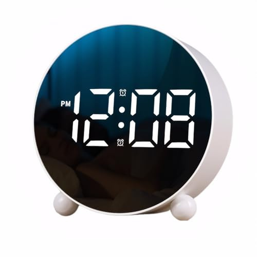 Lancoon Semplice orologio da scrivania grande display a LED con 3 livelli di luminosità moderna sveglia silenziosa al quarzo doppio allarme indipendente plug in per casa ufficio camera da letto bianco
