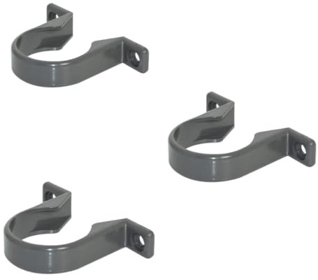 AIGHER PVC Pipe Clips, 32mm Solvent Waste Pipe Fitting, Grey, Pack of 3