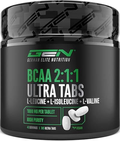 BCAA Ultra Tabs - 365 Comprimidos con 1000 mg de BCAA por Comprimido - Proporción Óptima 2:1:1 - Complejo de Aminoácidos con Leucina, Isoleucina y Valina - Vegano