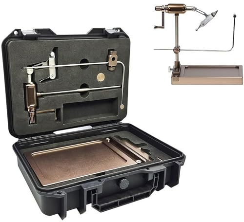 Étau de pêche à la mouche avec rotation à 360°, support de canette, boîte de rangement et outils de base – Station de reliure universelle pour attacher des hameçons et préparer des mouches, des