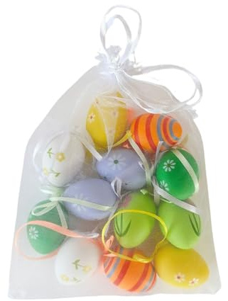 Lot de 12 petits œufs de Pâques décoratifs colorés - Accessoires de scène de Pâques pour panier d'arbre, réutilisables pour chambre à coucher, salon
