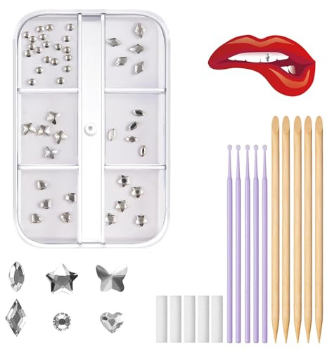 Zahn Edelstein Sets, Zahn Kristalle, Schmuck Sets, modische Edelsteine, künstliche Kristallverzierung für reflektierende Werkzeuge