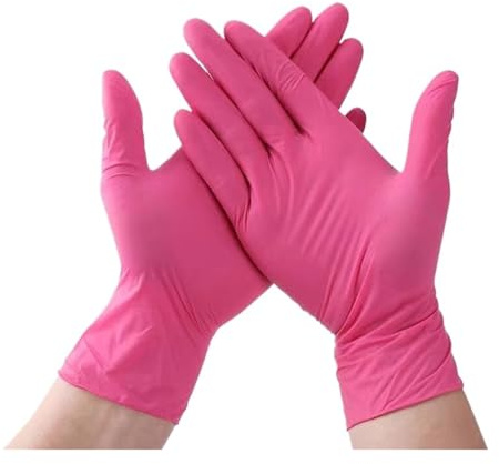 Guanti In Nitrile Monouso Da 100 Pezzi Guanti For Pulizia Senza Lattice For Cucina Cucina Guanti Da Lavoro Di Sicurezza For Estetista Di Bellezza Del Tatuaggio(Rose Red 100PCS,M)